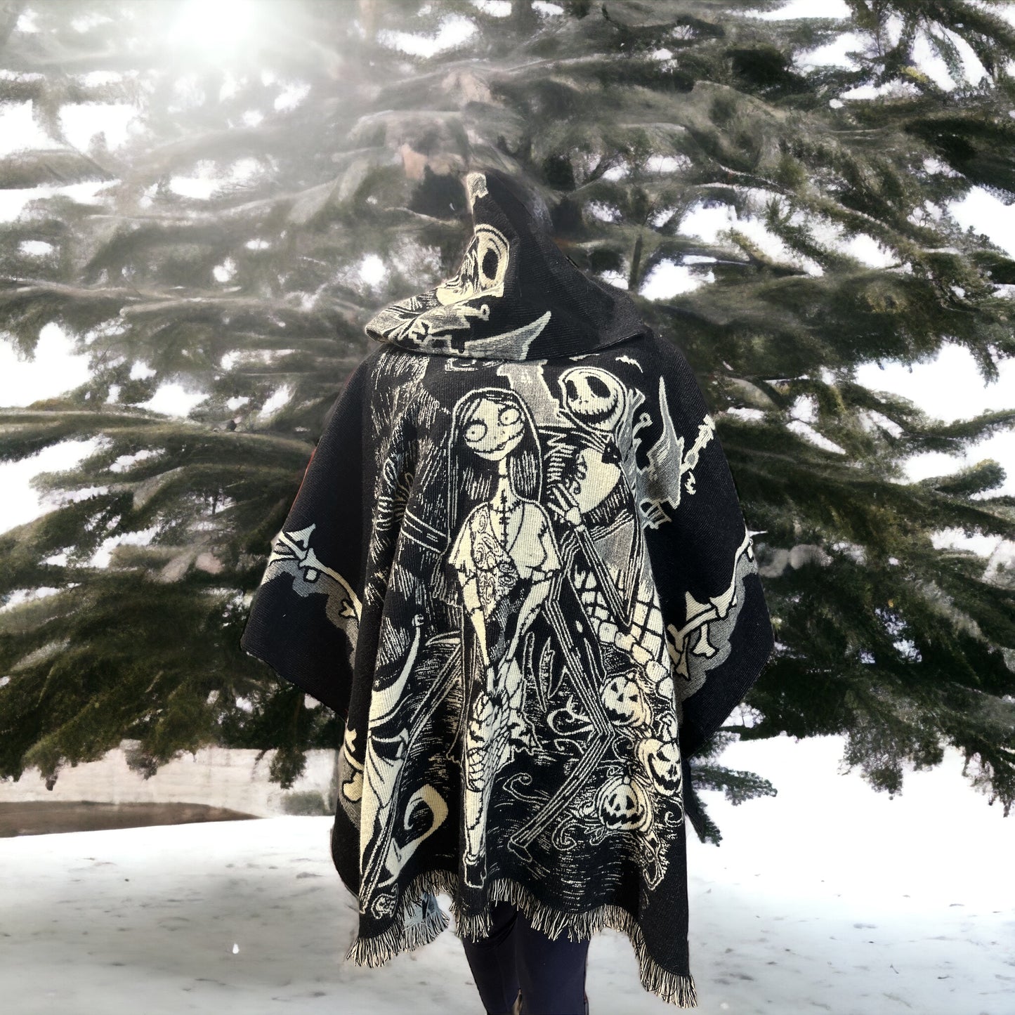 Nightmare Before Christmas Sally and Jack Skellington Poncho