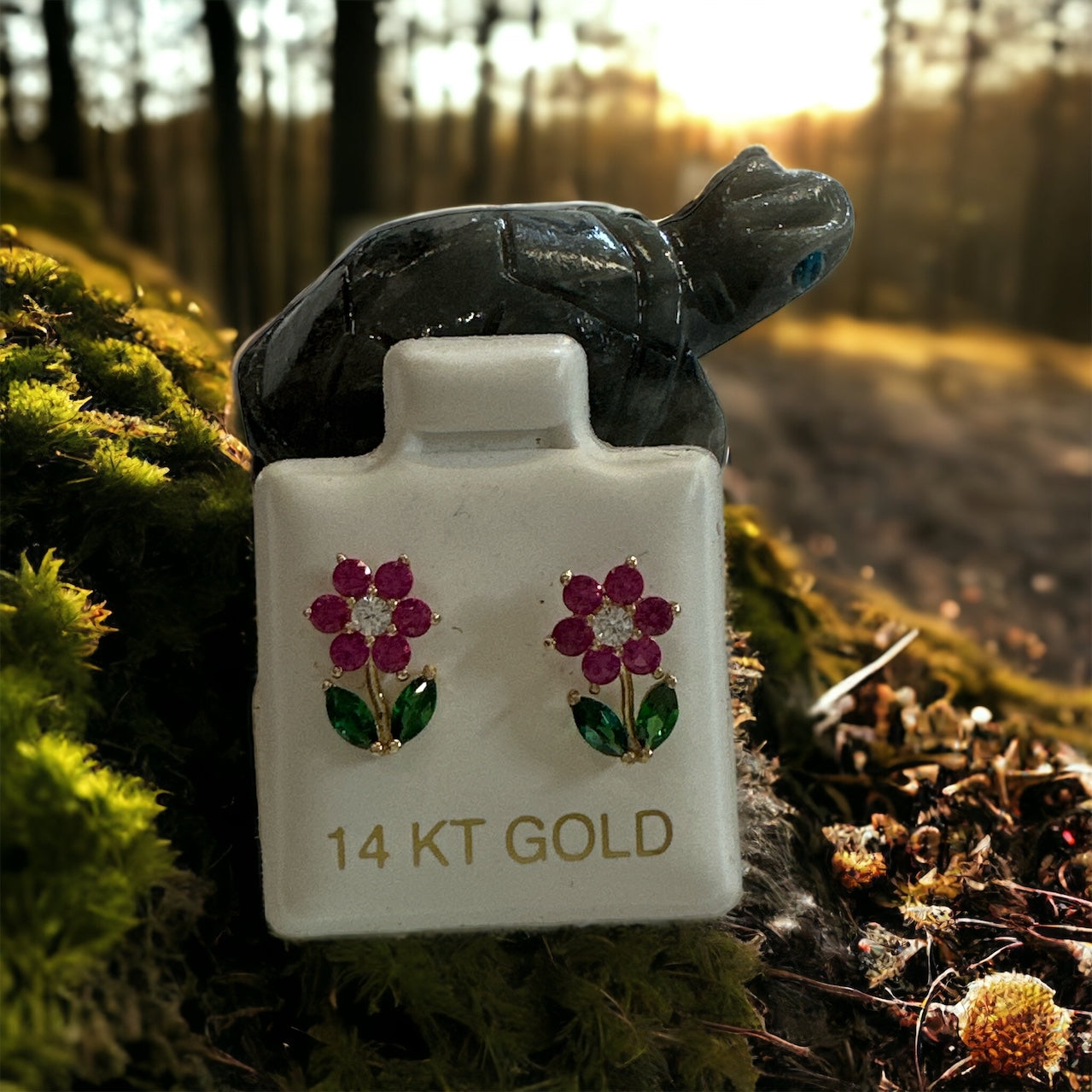 14K Gold Flower Earrings