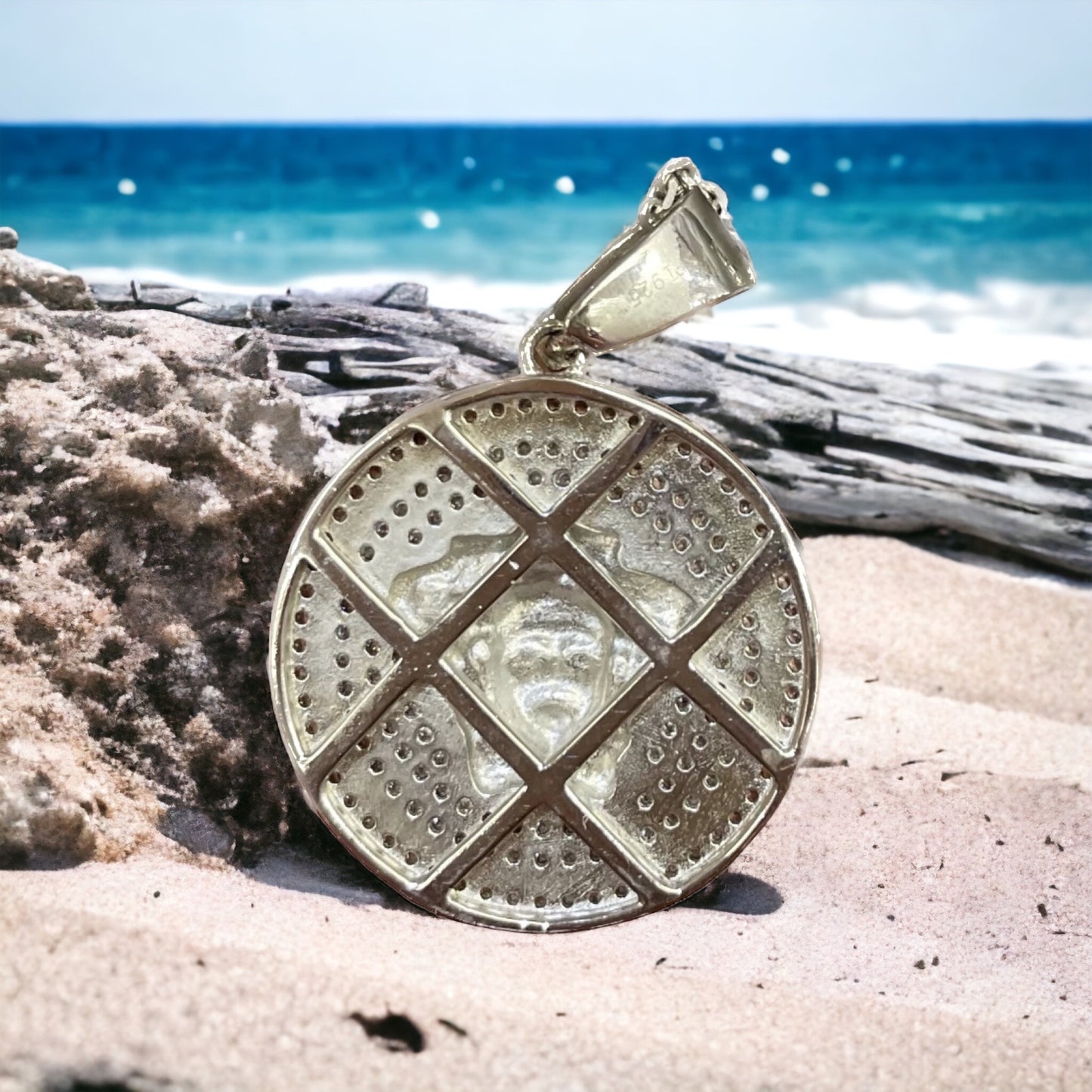 Sterling Silver Rhodium Platted Medusa Cubic Zirconia Charm- Pendant