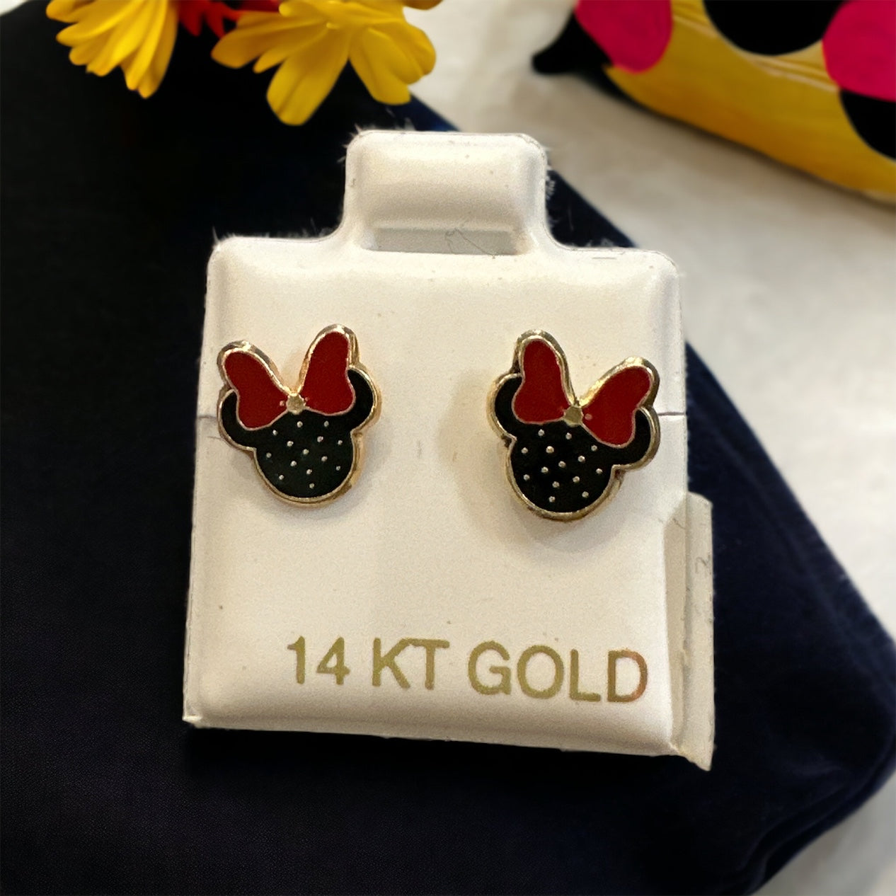 14K Gold Mickey & Minnie Earrings