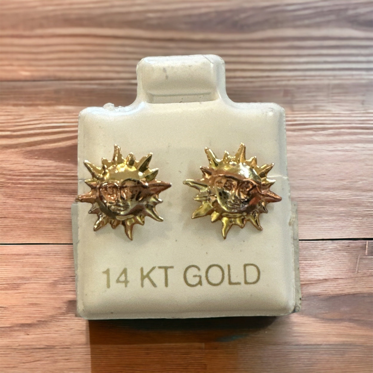 14k Gold Sun Earrings