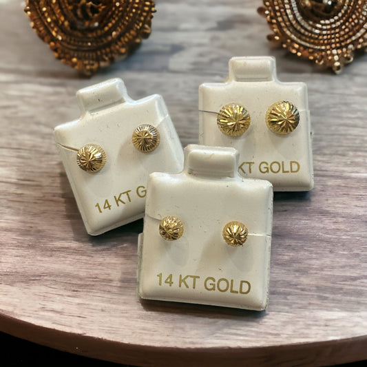 14K Gold Diamond Cut Earrings