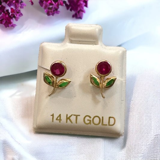 14K Gold Flower Earrings