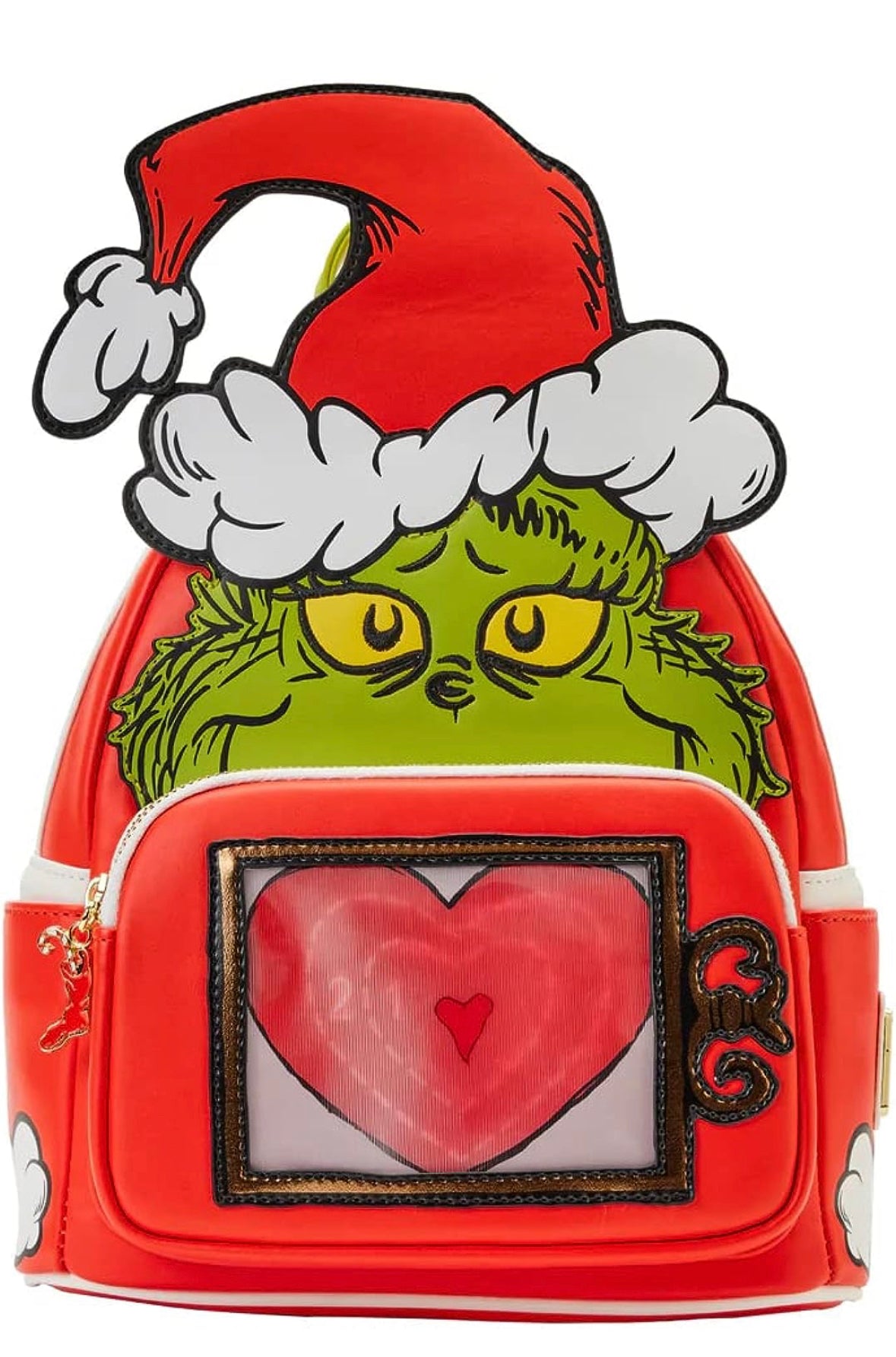 Loungefly Dr. Seuss Grinch Lenticular Heart Mini Backpack, Red, One Size