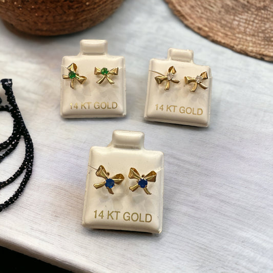 14K Gold Bow Earrings