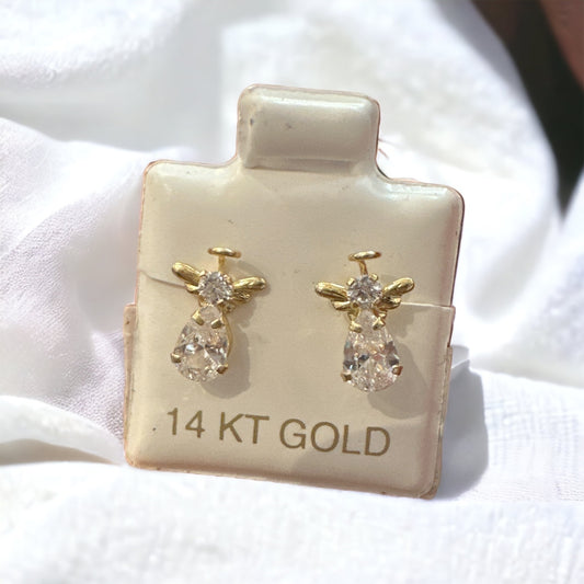 14K Gold Angel Earrings