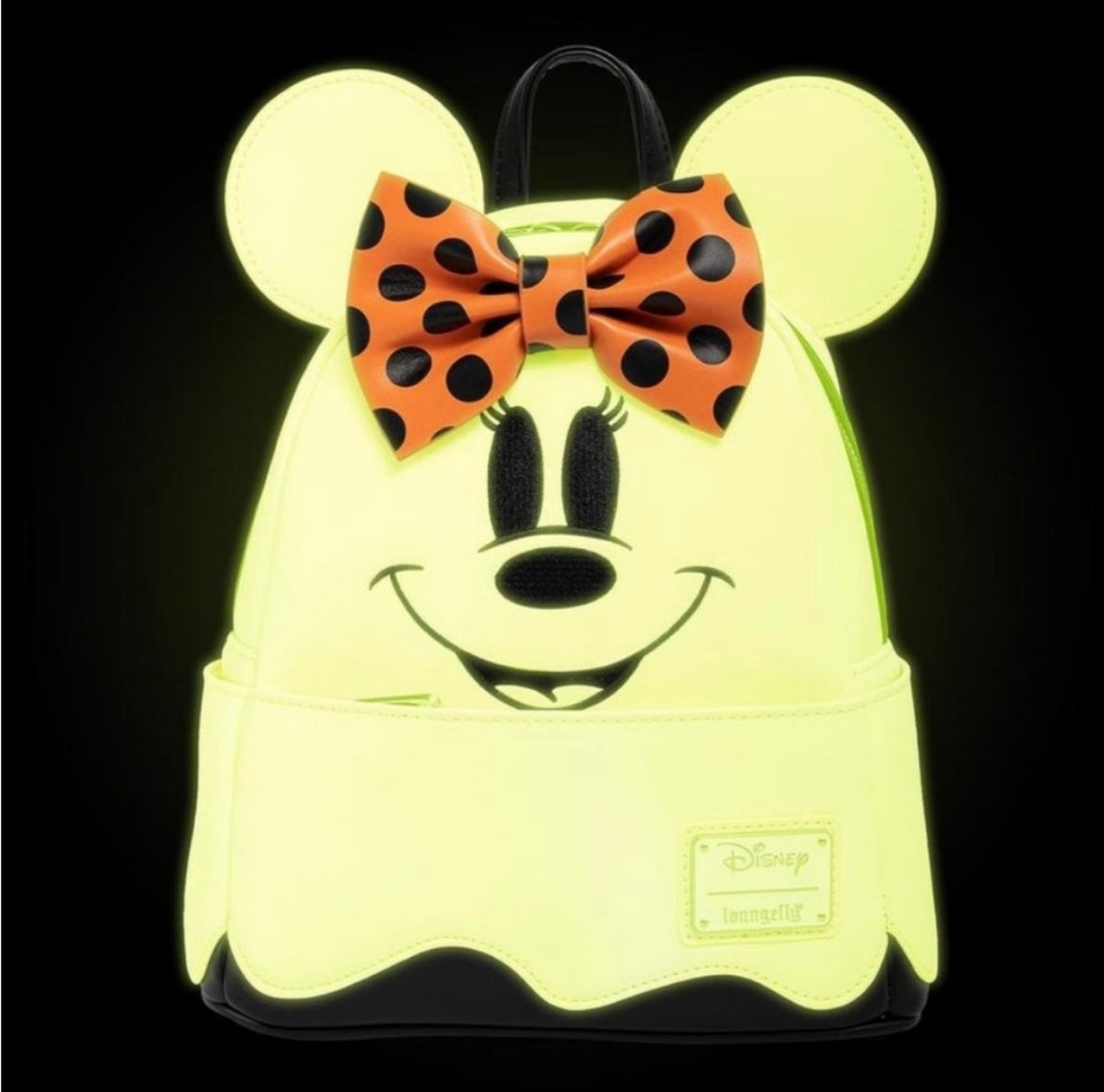 LOUNGEFLY DISNEY MINNIE MOUSE GHOST GLOW IN THE DARK COSPLAY MINI BACKPACK