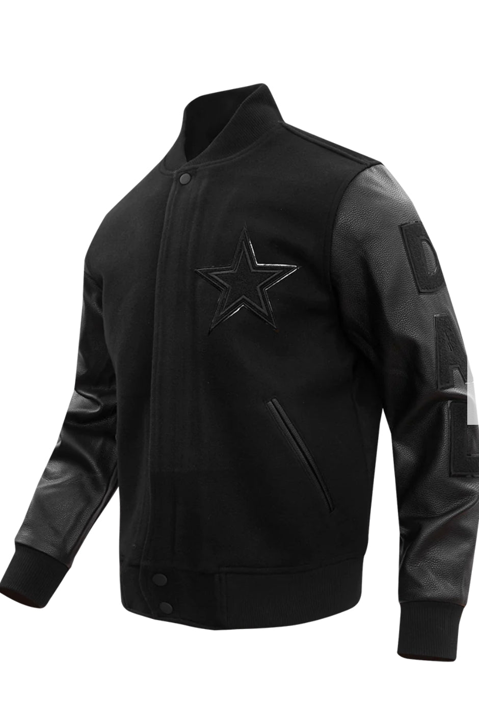 DALLAS COWBOYS TRIPLE BLACK WOOL VARSITY JACKET