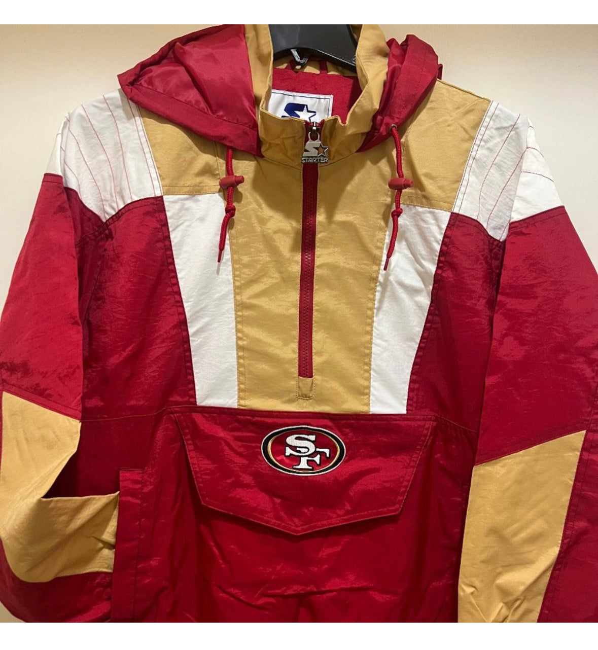 49ers San Francisco Hooded Half Zip Pullover Jacket Light Weight Jacket