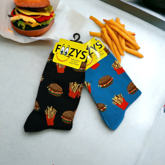 Burger and Fries- Themed Novelty Socks