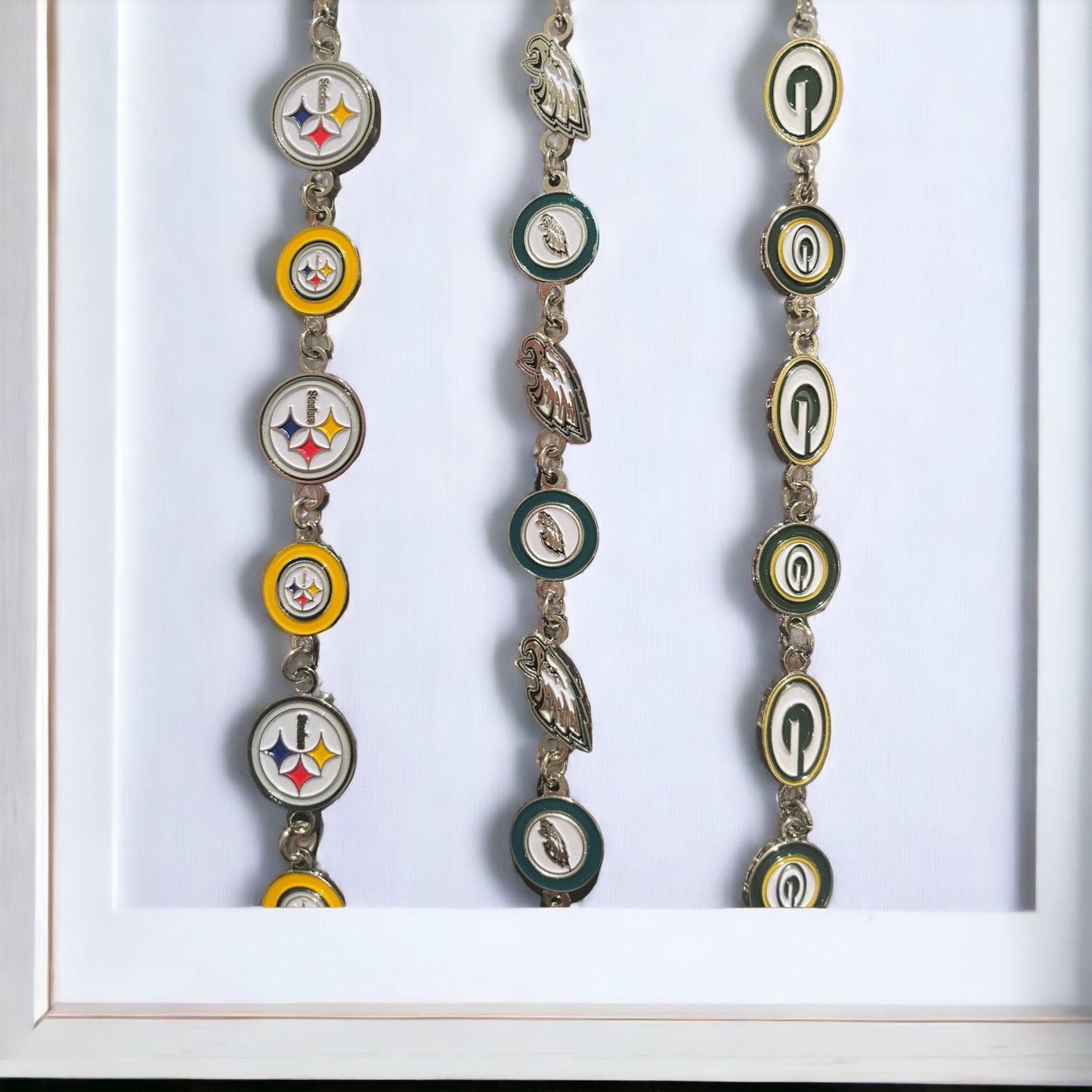 Steelers- Eagles- Greenbay charm link bracelet