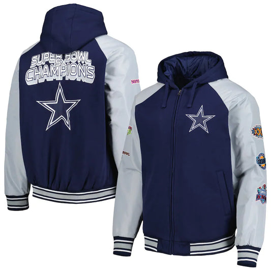 Men's G-III Sports Navy Dallas Cowboys 5X Super Bowl Champions Full-Zip Hoodie